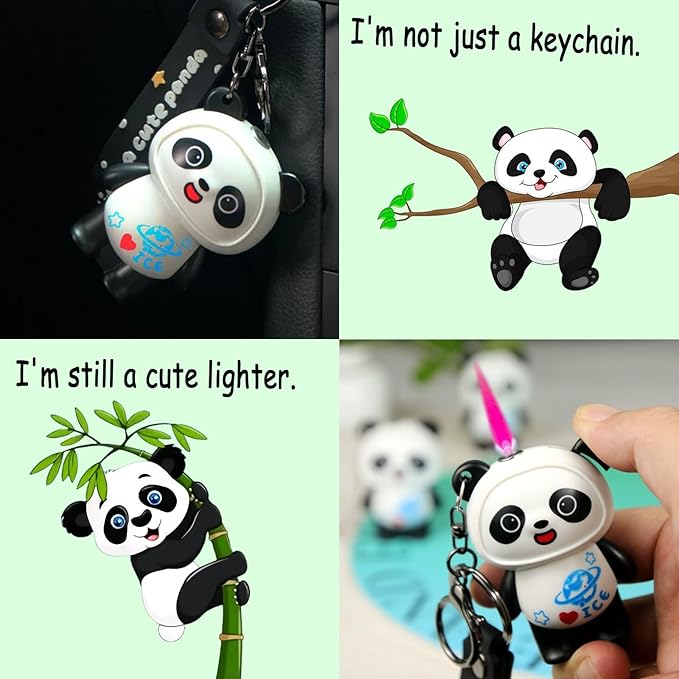 Cute Cartoon Animal Lighter Butane Refill, Pretty Aesthetic, Unique for Women Candles Gifts Camping BBQ (No Butane Fule) (24#)