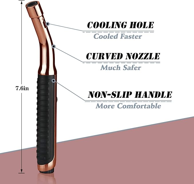 Yeuligo Torch Lighters, 7.6in Long Butane Lighter with Visible Window, Adjustable and Refillable Lighter for Kitchen Fireplace Camping Candle Grill BBQ Fireworks. Black (Gas Not Included)