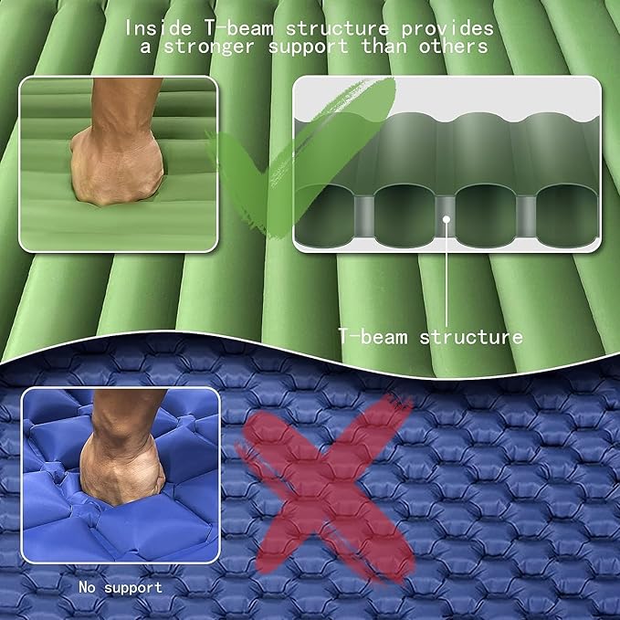 EULANT Self Inflating Camping Sleeping Pad with Pillow, Thick Inflatable Sleeping Pad with Built-in Pump, Ultralight Camping Air Mattress, Waterproof Sleeping Mat for Camping Backpacking Hiking Tent