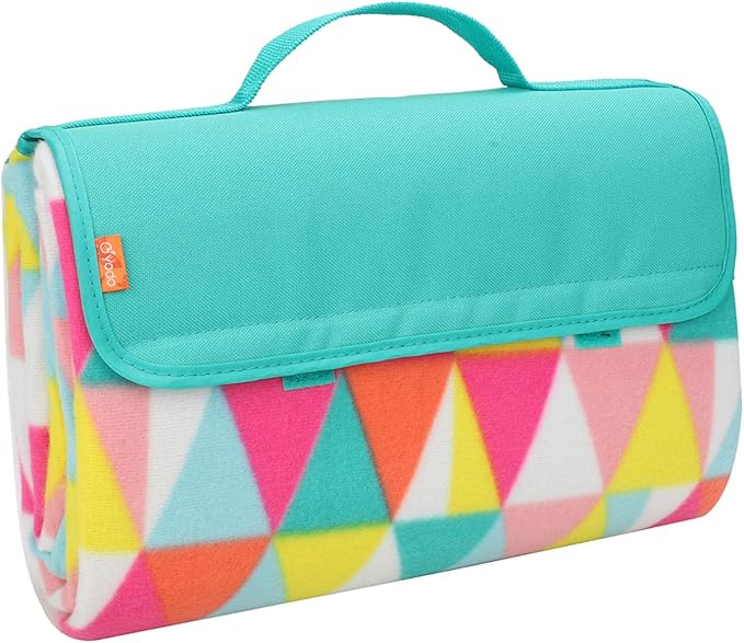 yodo Outdoor Picnic Blanket Water-Resistant for Camping Hiking Festivals, Colorful Triangle