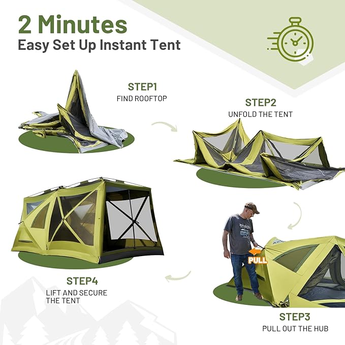 TIMBER RIDGE 4/6/8 Person Instant Pop Up Cabin Tent, Easy 60 Second Setup, Weather Resistant Camping Family Hub Tent with Rain Fly and Carry Bag for Camping Hiking Outdoor Travel