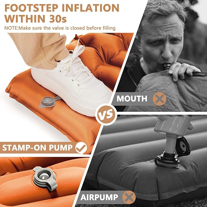 Sleeping Pad for Camping, Ultralight Inflatable Camping Mat with Pillow Built-in Foot Pump Sleeping Pads, Compact & Lightweight Air Mattress for Camping, Backpacking, Hiking