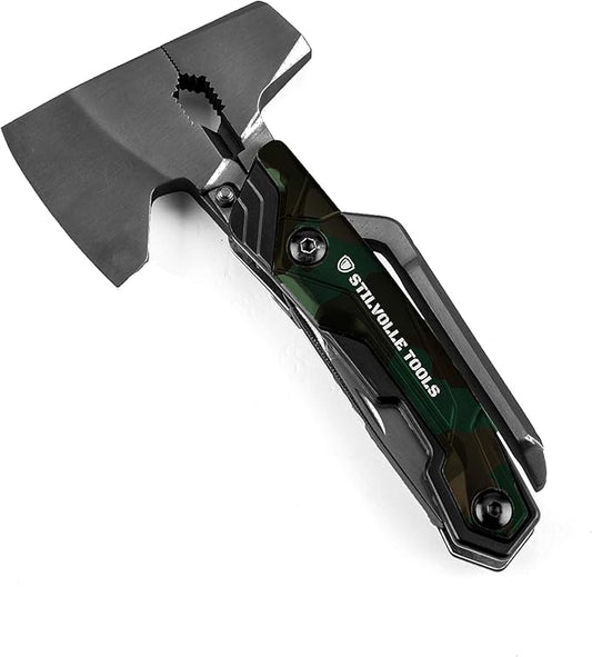Axe 9 ax with 9-Featured Multi-Tool Hammer, Wrench, Wire Cutter, ax, Bottle Opener, Phillips Screwdriver, Flat-Blade Screwdriver, Nail File, Saw, Knife