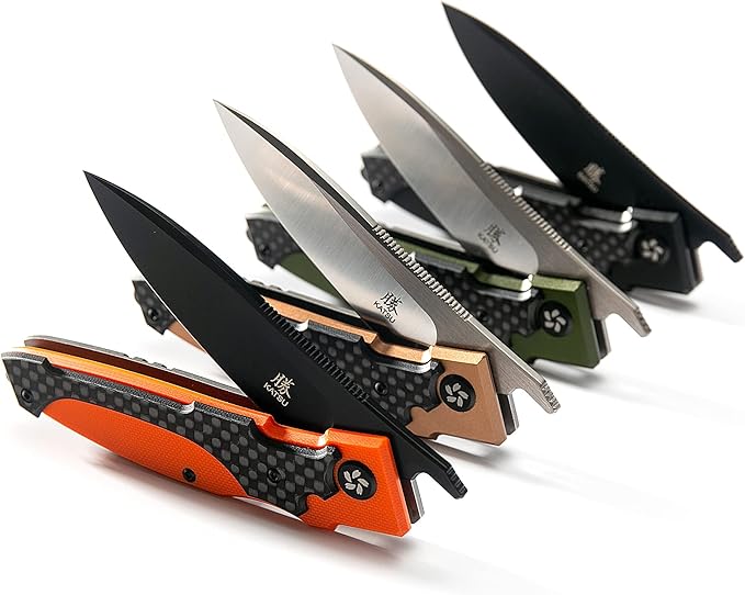 KATSU Japanese Folding Pocket Knife, Sakura Blade Nemoto Design (Black)