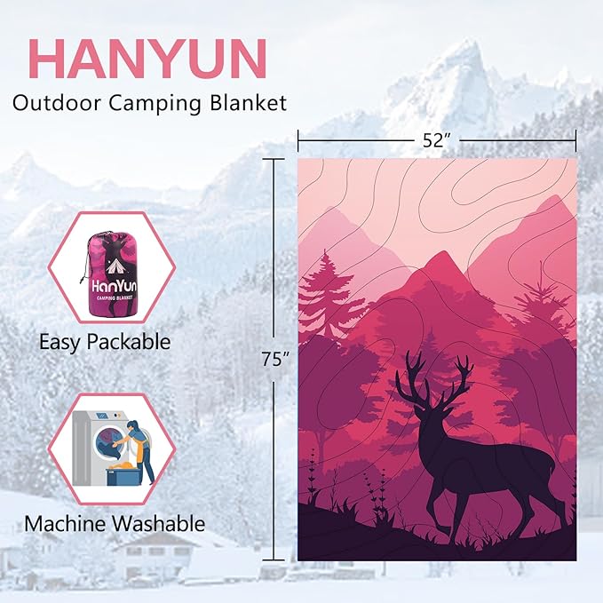 HANYUN Camping Blanket - Outdoor Travel Blanket, Waterproof Quilt for Camping, Stadium, Hiking, Beach Trips, Concerts& Festival - 52"x75" Rhombus Quilting Blanket