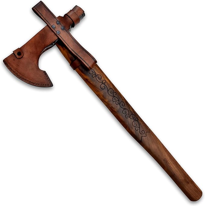 Custom Handmade Viking Hatchet Axe - Damascus Steel Bearded Axe - Camping Tomahawk Battle Axes - Camping Axes and Hatchets - Tomahawk Axe - Axe Tool - Battle Axe - Axe with Sheath