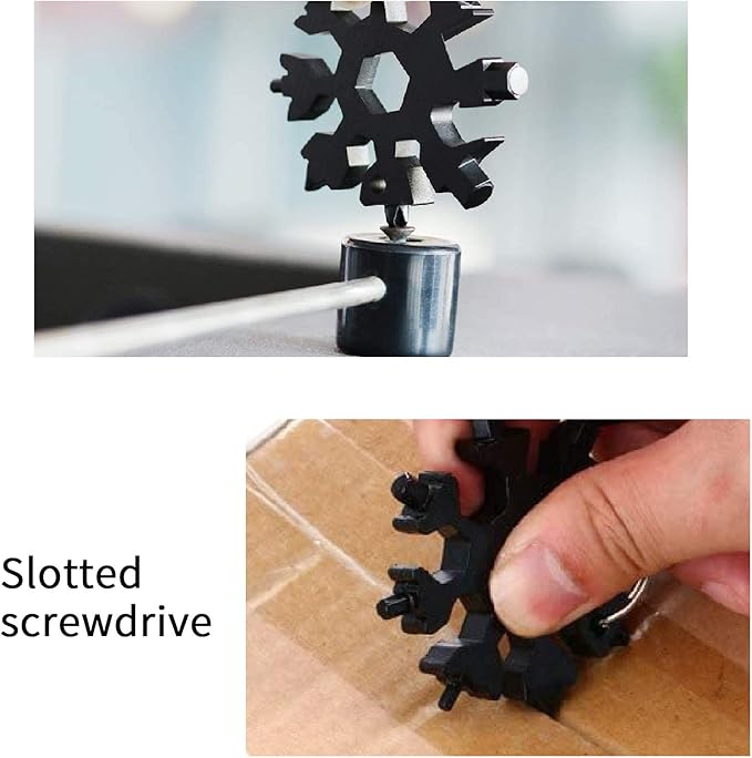 Christmas Gifts for Him,18-in-1 Snowflake Multi Tool,Stainless Steel Snowflakes Multi-Tool, Incredible Tool Gifts for Men Dad Christmas,Valentine's Day,Dad,Boyfriend,Grilfriend (Black)