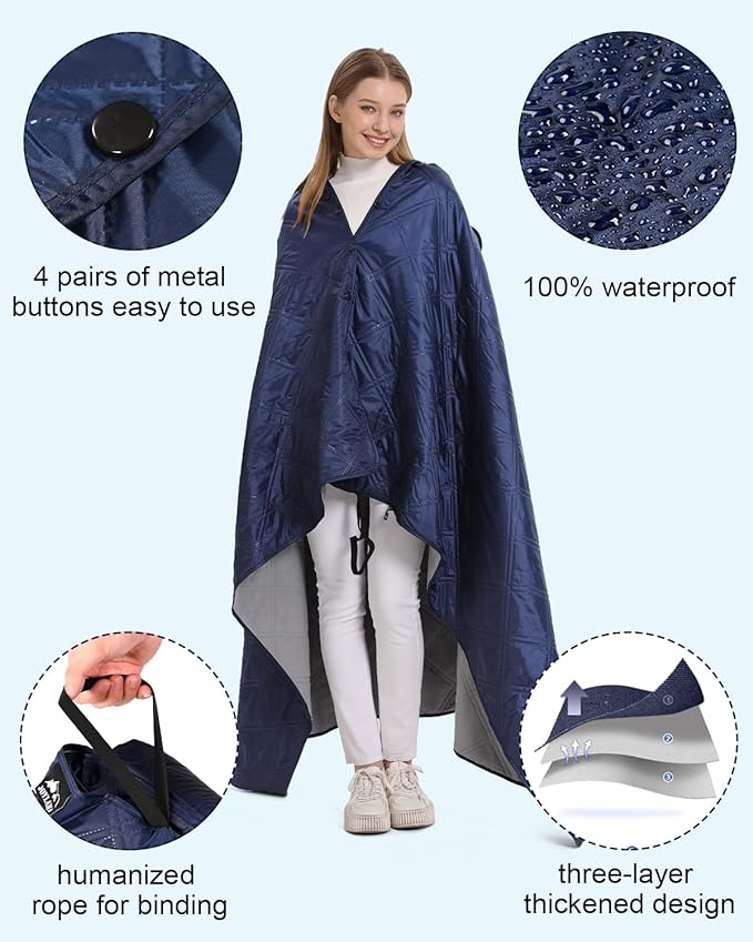 Outdoor Camping Blanket, Fleece Waterproof Stadium Blanket with Protable Bag, Lightweight Camping Blanket for 2 People, Cold Weather, Sports, Pet, Beach, Picnic, Stadium, Travel, Car, 79*54inch