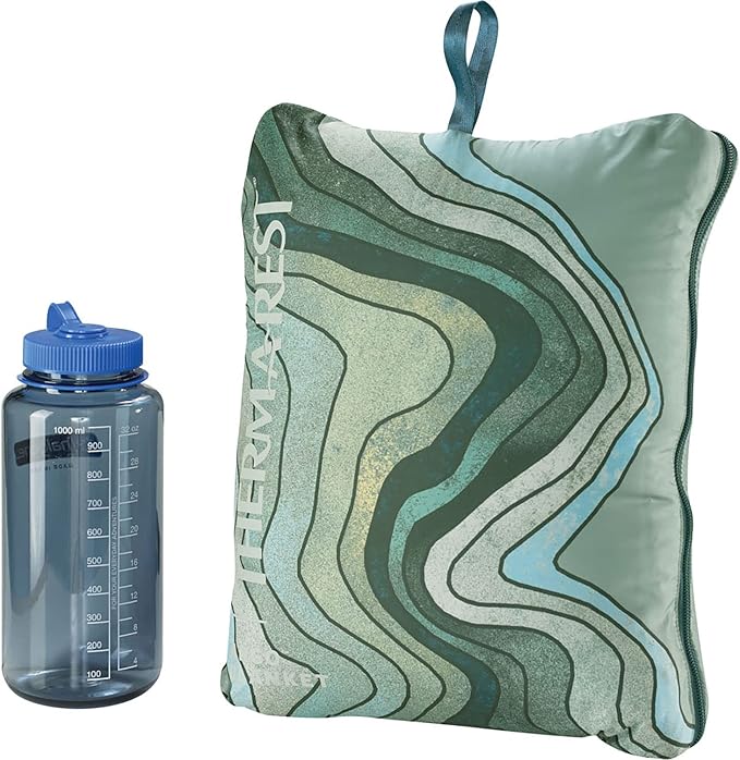 Therm-a-Rest Argo Insulated Camping and Backpacking Blanket, Sage Topo Wave Print