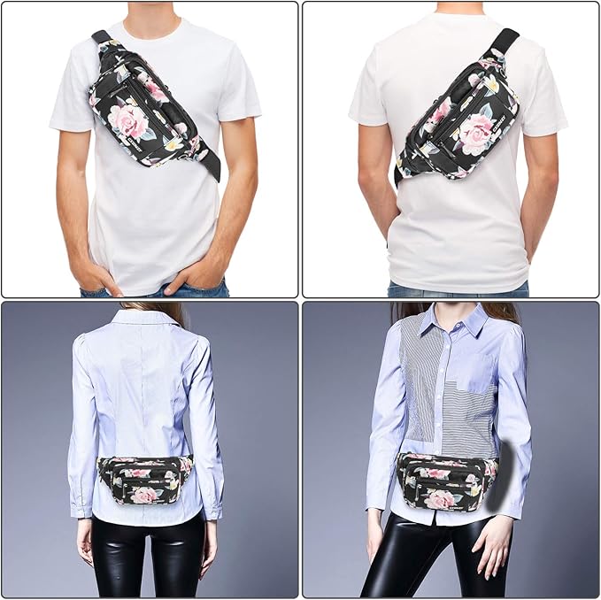 CXWMZY Fanny Packs For Women & Men Waist Pack Hip Bum Bag with Multi-Pockets Large Capacity Waterproof Casual Bum Bag for Disney Traveling Casual Cycling Running Hiking