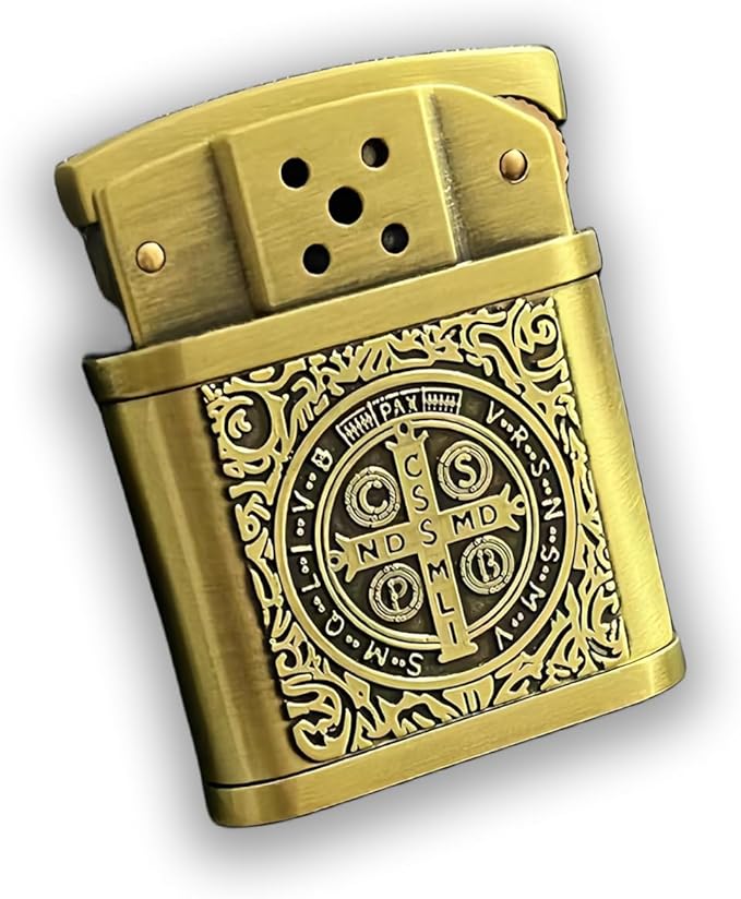 Cool Embossed Design Kerosene Wheel Lighter Refillable Eco-Friendly, Vintage Dazzling & Ultra-Cool, Unique for Men Candles Gift Camping BBQ (No Kerosene) (7#)