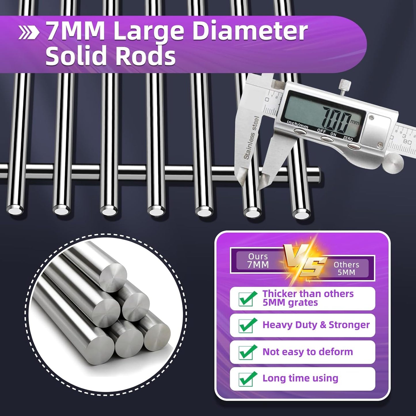 19.5" 304 Stainless Steel Grill Grates for Weber Genesis 300 Series E310 E320 E330 S310 S320 S330 EP-310 EP-320 EP-330 Gas Grills 2-Pack Cooking Grids Replacement Parts for Weber 7524, 7528