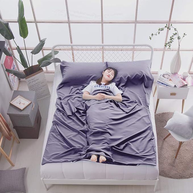 Sleeping Bag Liner Lightweight Compact Sleeping Bag Sack Portable Clean Travel Sheet Camping Sleep Sheet for Backpacking Hotel Hiking