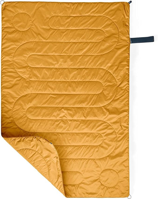 Huzi Infinity Travel - Packable Blanket - Puffy - for Travel Outdoor Picnic Trip Camping Beach - 57 x 38 (Ochre Yellow)