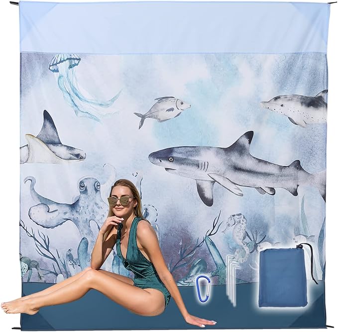 Beach Blanket Waterproof Sandproof, Picnic Blanket, Large Beach Mat 4-7 Adults, Lightweight Durable Beach Mat Sand Free Quick Drying for Beach Travel Camping Hiking Picnic 79"x79"