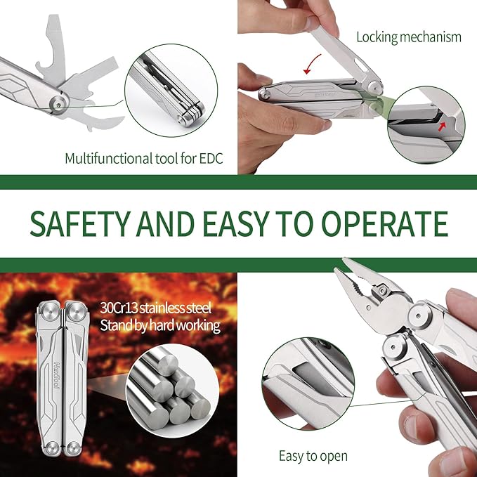 NexTool Multitool, 19 in 1 Multitool Pliers, Stainless Steel Multi Tool with Safety Locking, Foldable Multitools with Scissors, Can Opener, Screwdrivers, Saw for Camping Survival Hiking, Gifts for Men