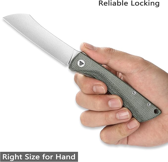 Japanese Pocke Folding Knife with Clip,Stonewashed 14C28N Steel Blade,Green Micarta Handle,Front Flipper Modern Higonokami EDC Knives for Men,Norma-04G