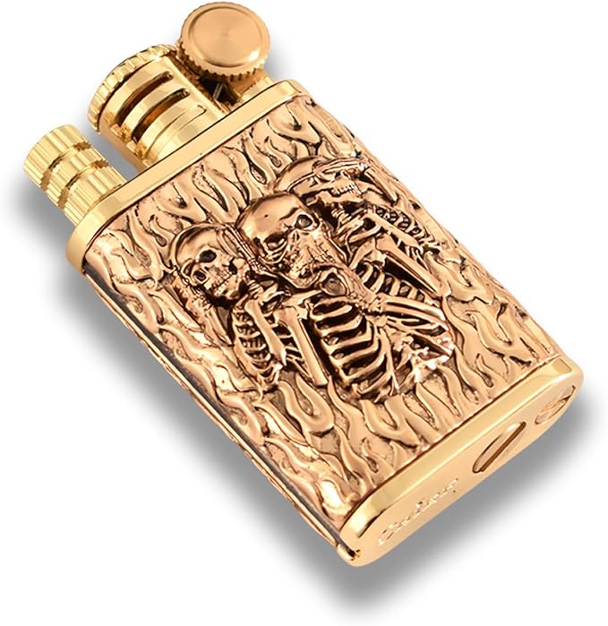 Cool Embossed Design Kerosene Wheel Lighter Refillable Eco-Friendly, Vintage Dazzling & Ultra-Cool, Unique for Men Candles Gift Camping BBQ (No Kerosene) (8#)