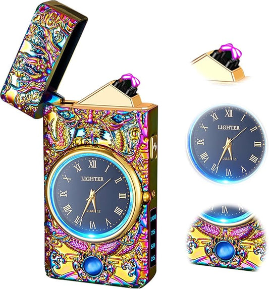 Electric Lighters Rechargeable Flameless Windproof Plasma Dragon Lighter with Battery Indicator,Lighters for Candles(Magic)