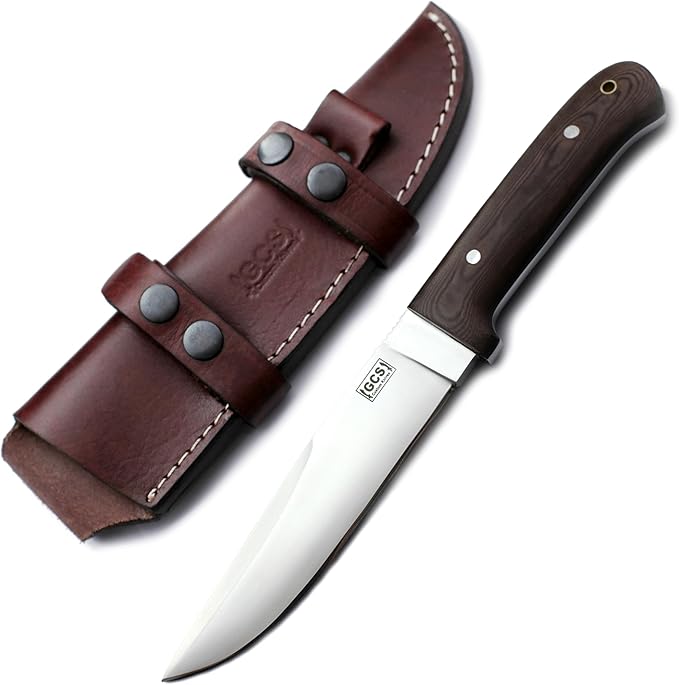 GCS Custom Handmade Brown Micarta Handle D2 Tool Steel Knives Buffalo Hide Sheath GCS 135
