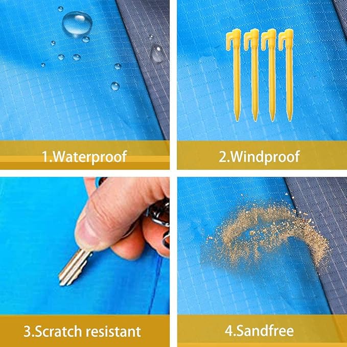 Beach Blanket Large Size 82"x78" Sand Free Waterproof Quick Drying Outdoor Camping for 3-6 Adults,Soft Comfortable Durable for Camping Beach Park Travel Family