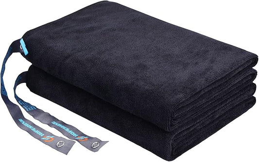 Gym Towels for Men 20inch X 40inch Women Sweat Large Working Out Microfiber Sports Fast Drying Absorbent Compact Camping, Hiking, Backpacking, Yoga, Travel, Exercise 2-Pack Black