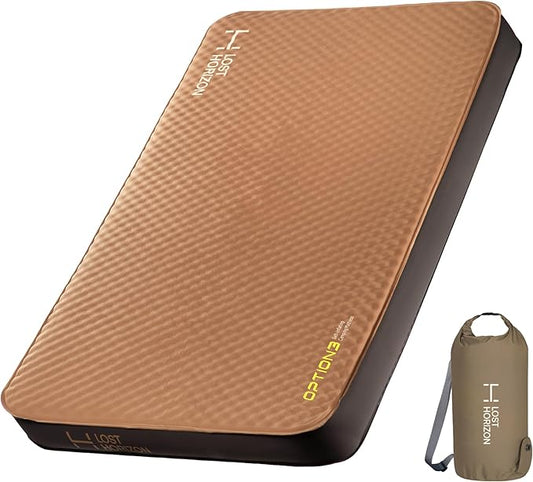 LOSTHORIZON Air & Foam Camping Mattress, Self-Inflating Sleeping Pad, 4.5" Thick, with Pump Sack, Twin