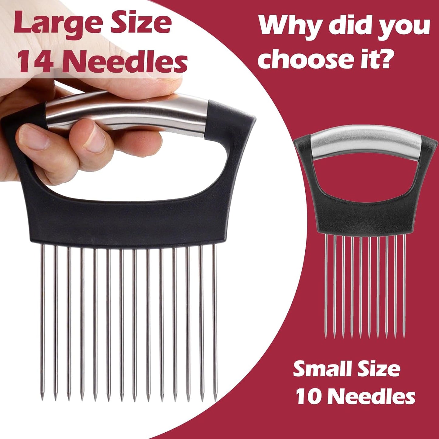 JAYVAR Extra-Large Onion Holder for Slicing, Large Tomato Slicer with 14 Long Needles, Onion Cutter Vegetable Chopper, Tomato Cutter Slicer Tool for Potato Slicing, Kitchen Gadgets Dicer Essentials