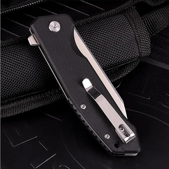 Tactical Folding Pocket Knife 3.5" D2 Drop Blade G10 Handle W/Clip for Men Woman Outdoor EDC Fathers Day Gift