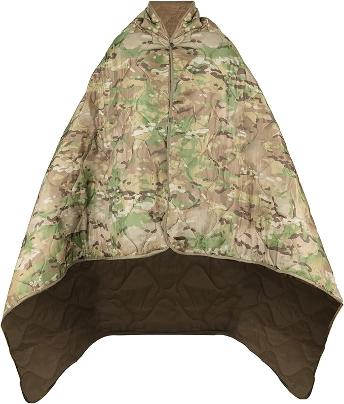 Military Poncho Liner 55”x 79” Camping Blanket Woobie Compact Waterproof for Travel Stadium Outdoor Camping