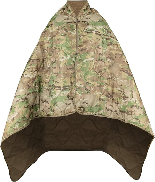 Military Poncho Liner 55”x 79” Camping Blanket Woobie Compact Waterproof for Travel Stadium Outdoor Camping