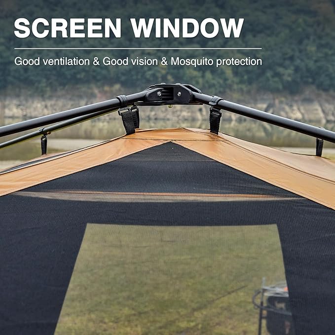 EVER ADVANCED 6 Person Blackout Camping Tent Instant Cabin Tents for Family with Rainfly, 60s Easy Setup, Water-Resistant