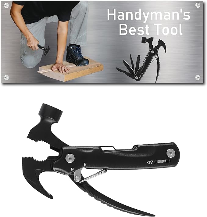 Ascent Handyman DIY Gift Tool Hammer Pliers 8 in 1 Multitool Gift Boxed, Handy Pocket Knife Screwdriver Saw For Camping Fishing Hiking Hunting - Gift Idea for Father, Men, Boyfriend, Women