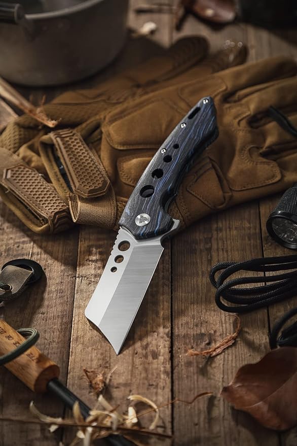 Pocket Folded Knife for Men,Clip EDC Hunting Folding Knives & G10 Handle,3.7" 154CM Steel Survival Knife for Hiking Camping,Flipper Opening,Ball Bearings Pivot,Mensae-03BB with Gift Box