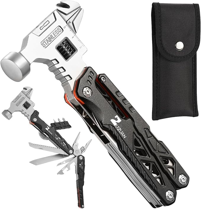 Upgraded 18 in 1 Multitool,Professional Stainless Steel Multitool Pliers with Replaceable Alloy Steel Blades Wire Cutters,Bottle Opener,Nylon Sheath,Apply to Survival,Camping & Hunting（Black）