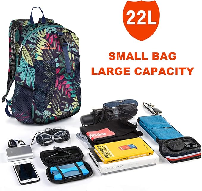sinotron 22L Lightweight Packable Hiking Backpack, Small Hiking Backpack Day Pack for Women Men Travel Camping Vacation