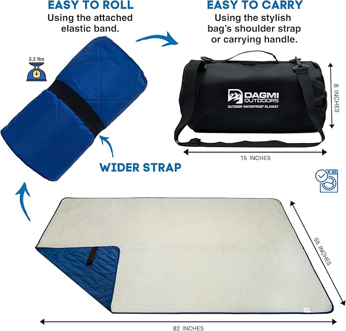 Waterproof Outdoor Blanket Large Fleece Stadium & Camping Blankets for Cold Weather. Perfect for Outdoors, Car, Dogs, Picnic. Windproof, Quilted, Extra Warm, Machine Washable