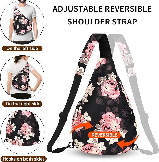 HUA ANGEL Crossbody Sling Bag for Men & Women Lightweight Waterproof Chest Shoulder Bag for Travel Hiking & Everyday Use
