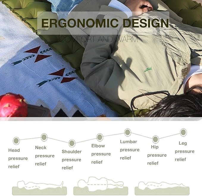 Camping Sleeping Pad, Ultralight Inflatable Sleeping Mat with Pillow, Built-in Foot Pump, Compact Lightweight Camping Air Mattress for Camping Hiking