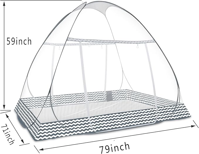Mosquito Net Pop Up Ten,Folding Netting Bed Tent,Portable Mosquito Netting with Bottom,Bug Net,Canopy Outdoor,Camping Tent,Insect Screen,Ultralight,Folding Design,L79 x W71 x H59 inch