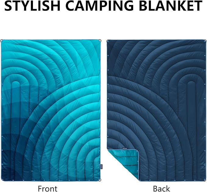 Camping Blanket,Packable Down Alternative Puffy Printed Camping Blanket Lightweight Outdoor Blanket for Camping,Traveling, Stadium, Hiking, Picnics