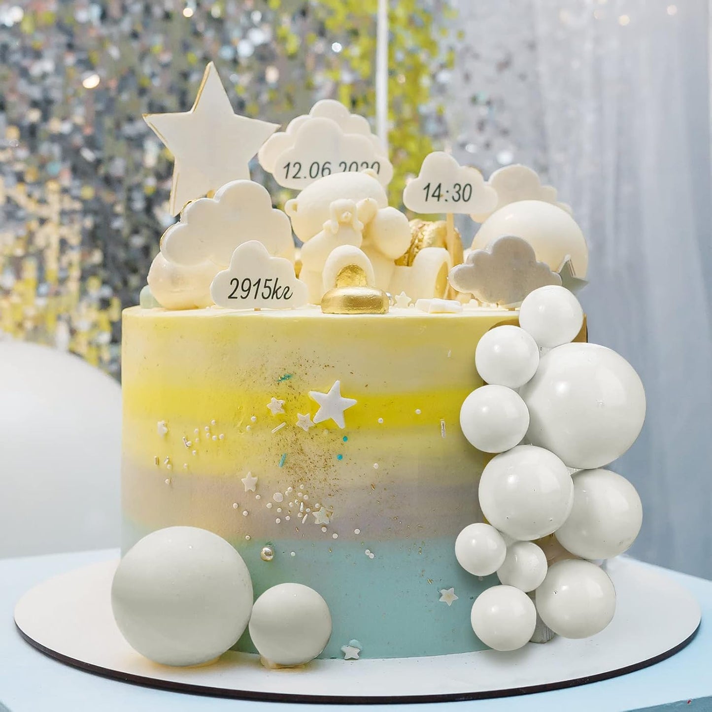 108 Pcs Balls Cake Topper DIY Cupcake Insert Foam Balloons for Cake Baking Wedding Anniversary Birthday Decoration(White,Multi Sizes)