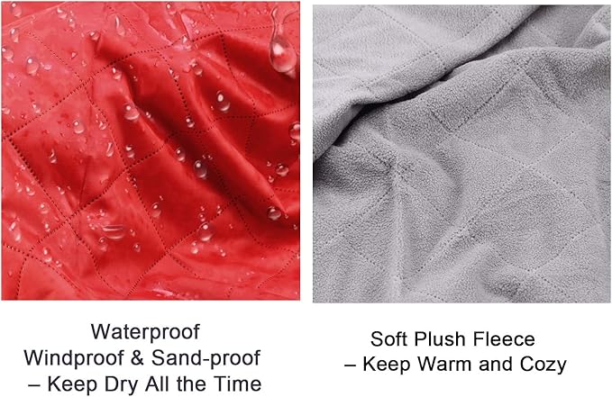 Waterproof Warm Fleece Outdoor Blanket Extra Large Lightweight Portable with Carry Bag for Stadium, Picnic, Camping, Beach, Dogs, Sofa
