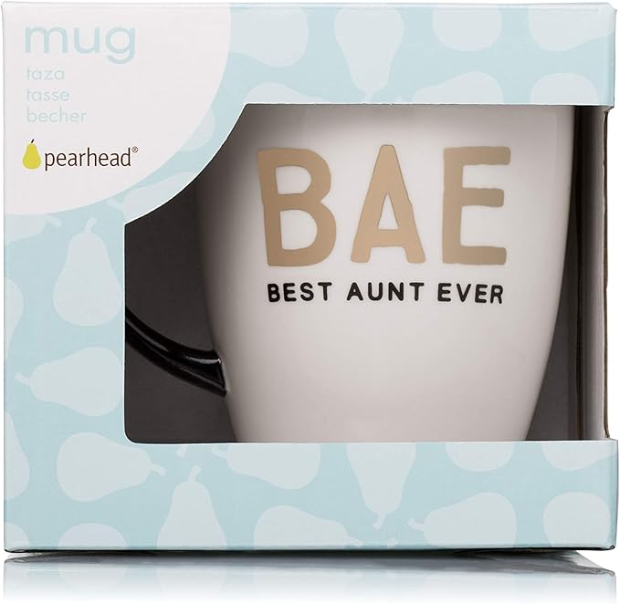 Pearhead Bae Best Aunt Ever Ceramic Mug, Aunt Coffee Mug, Best Aunt Gifts, 16 oz