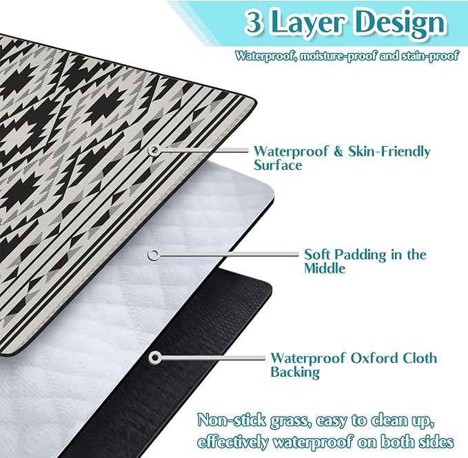 Boho Picnic Blanket Waterproof Foldable Extra Large Picnic Mat Beach Blanket 60"x80" for Camping Beach Hiking Patio Party Outdoor Decor Gifts