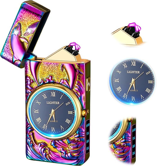 Electric Lighter Arc Windproof Flameless USB Lighter Rechargeable Electric Lighters with Safety Lock for Candle BBQ Camping Gifts for Him (Color)