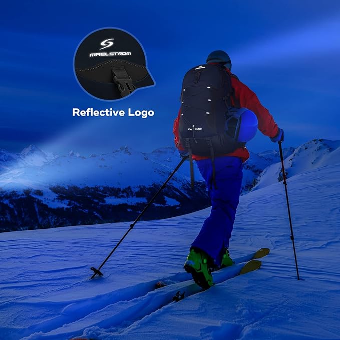 Maelstrom Hiking Backpack,Camping Backpack,50L Waterproof Hiking Daypack with Rain Cover,Lightweight Travel Backpack,Blue