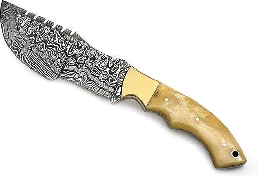 Poshland TR-177 Custom Handmade Damascus Steel 10 Inches Tracker Knife (Bone)