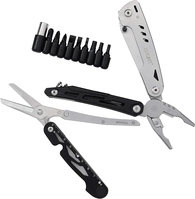 SZQHT Multitool Knife, Multipurpose Pocket Multi Tool Knives (22-in-1) with Detachable XL Spring-Action Scissors, Plier, Screwdrivers and Multi-tool Accessories for Men Survival,Camping, Fishing