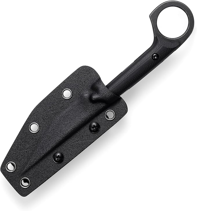 KS527 Fixed Blade Knife, D2 Blade G10 Handle for Men Women, with Kydex Sheath, Utility Knife for EDC Survival Hiking Camping Outdoor Everyday (Black)